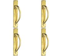 Loops 4x Right Handed Curved Door Pull Handle 457 x 75mm Backplate Polished Brass in Metallics Loops Metallics