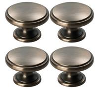 Loops 4X Ring Domed Cupboard Door Knob 38.5mm Diameter Gun Metal Cabinet Handle