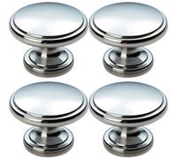 Loops 4X Ring Domed Cupboard Door Knob 38.5mm Diameter Polished Chrome Cabinet Handle