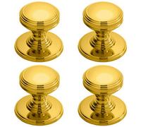Loops 4X Ringed Tiered Cupboard Door Knob 25mm Diameter Polished Brass Cabinet Handle