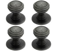 Loops 4X Ringed Tiered Cupboard Door Knob 30mm Diameter Pewter Cabinet Handle