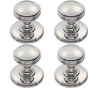 Loops 4X Ringed Tiered Cupboard Door Knob 30mm Diameter Polished Chrome Cabinet Handle