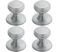 Loops 4x Ringed Tiered Cupboard Door Knob 30mm Diameter Satin Chrome Cabinet Handle Loops Multicolor
