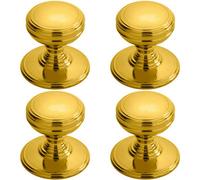 Loops 4X Ringed Tiered Cupboard Door Knob 38mm Diameter Polished Brass Cabinet Handle