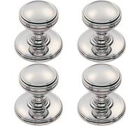 Loops 4X Ringed Tiered Cupboard Door Knob 38mm Diameter Polished Chrome Cabinet Handle