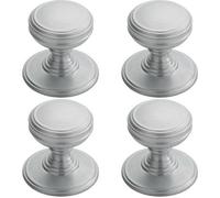 Loops 4X Ringed Tiered Cupboard Door Knob 38mm Diameter Satin Chrome Cabinet Handle
