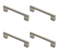 Loops 4X Round Bar Pull Handle 168 X 14mm 128mm Fixing Centres Satin Nickel & Steel