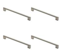Loops 4X Round Bar Pull Handle 296 X 14mm 256mm Fixing Centres Satin Nickel & Steel