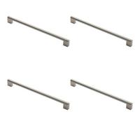 Loops 4X Round Bar Pull Handle 360 X 14mm 320mm Fixing Centres Satin Nickel & Steel
