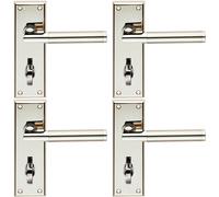 Loops 4x Round Bar Section Lever on Bathroom Backplate 150 x 50mm Dual Nickel in Metallics Loops Metallics