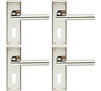 Loops 4x Round Bar Section Lever on Euro Lock Backplate 150 x 50mm Dual Nickel in Metallics Loops Metallics