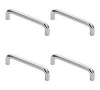 Loops 4X Round D Bar Cabinet Pull Handle 106 X 10mm 96mm Fixing Centres Chrome