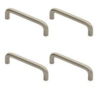 Loops 4X Round D Bar Cabinet Pull Handle 106 X 10mm 96mm Fixing Centres Satin Nickel