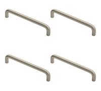 Loops 4X Round D Bar Cabinet Pull Handle 138 X 10mm 128mm Fixing Centres Satin Nickel