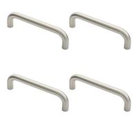 Loops 4x Round D Bar Door Pull Handle 247 x 22mm 225mm Fixing Centres Satin Steel in Metallics Loops Metallics