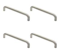 Loops 4X Round D Bar Door Pull Handle 322 X 22mm 300mm Fixing Centres Satin Steel