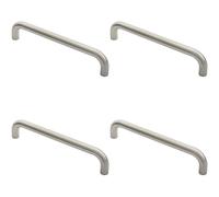 Loops 4x Round D Bar Door Pull Handle 322 x 22mm 300mm Fixing Centres Satin Steel in Metallics Loops Metallics