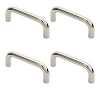 Loops 4X Round D Bar Pull Handle 169 X 19mm 150mm Fixing Centres Bright Steel