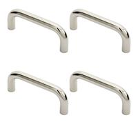 Loops 4x Round D Bar Pull Handle 169 x 19mm 150mm Fixing Centres Bright Steel in Metallics Loops Metallics