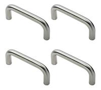 Loops 4X Round D Bar Pull Handle 169 X 19mm 150mm Fixing Centres Satin Steel