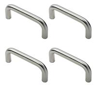 Loops 4x Round D Bar Pull Handle 169 x 19mm 150mm Fixing Centres Satin Steel in Metallics Loops Metallics