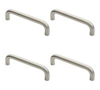 Loops 4x Round D Bar Pull Handle 22mm Dia 225mm Fixing Centres Satin Stainless Steel in Metallics Loops Metallics