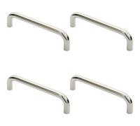 Loops 4X Round D Bar Pull Handle 244 X 19mm 225mm Fixing Centres Bright Steel