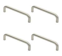 Loops 4X Round D Bar Pull Handle 244 X 19mm 225mm Fixing Centres Satin Stainless Steel