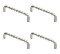 Loops 4x Round D Bar Pull Handle 244 x 19mm 225mm Fixing Centres Satin Stainless Steel in Metallics Loops Metallics