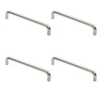 Loops 4X Round D Bar Pull Handle 319 X 19mm 300mm Fixing Centres Bright Steel