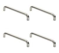 Loops 4X Round D Bar Pull Handle 325 X 25mm 300mm Fixing Centres Bright Steel