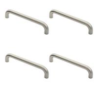 Loops 4X Round D Bar Pull Handle 325 X 25mm 300mm Fixing Centres Satin Steel
