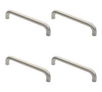 Loops 4x Round D Bar Pull Handle 325 x 25mm 300mm Fixing Centres Satin Steel in Metallics Loops Metallics