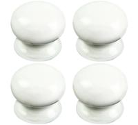 Loops 4x Round Porcelain Cupboard Door Knob 30mm Diameter White Antique Cabinet Handle Loops White