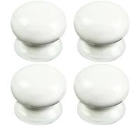 Loops 4X Round Porcelain Cupboard Door Knob 37mm Diameter White Antique Cabinet Handle