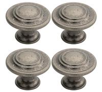 Loops 4x Round Ringed Pattern Door Knob 32mm Diameter Pewter Cabinet Handle Loops Multicolor
