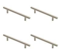Loops 4X Round T Bar Cabinet Pull Handle 188 X 12mm 128mm Fixing Centres Satin Nickel