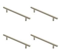 Loops 4X Round T Bar Cabinet Pull Handle 220 X 12mm 160mm Fixing Centres Satin Nickel