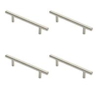 Loops 4X Round T Bar Pull Handle 146 X 10mm 96mm Fixing Centres Stainless Steel