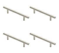 Loops 4x Round T Bar Pull Handle 146 x 10mm 96mm Fixing Centres Stainless Steel in Metallics Loops Metallics