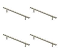 Loops 4X Round T Bar Pull Handle 178 X 10mm 128mm Fixing Centres Stainless Steel