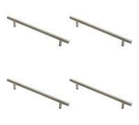 Loops 4X Round T Bar Pull Handle 210 X 10mm 160mm Fixing Centres Stainless Steel