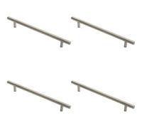 Loops 4x Round T Bar Pull Handle 210 x 10mm 160mm Fixing Centres Stainless Steel in Metallics Loops Metallics