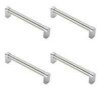 Loops 4x Round Tube Pull Handle 176 x 16mm 160mm Fixing Centres Satin Nickel & Chrome in Metallics Loops Metallics