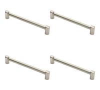 Loops 4x Round Tube Pull Handle 244 x 16mm 224mm Fixing Centres Satin Nickel in Metallics Loops Metallics