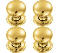 Loops 4X Round Victorian Cupboard Door Knob 32mm Dia Polished Brass Cabinet Handle