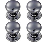 Loops 4X Round Victorian Cupboard Door Knob 32mm Dia Polished Chrome Cabinet Handle