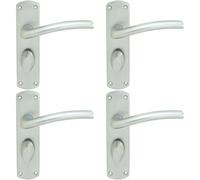 Loops 4x Rounded Curved Bar Handle on Bathroom Backplate 170 x 42mm Satin Chrome Loops Multicolor