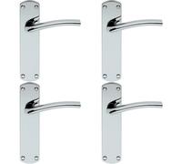 Loops 4x Rounded Curved Bar Handle on Latch Backplate 170 x 42mm Polished Chrome Loops Multicolor