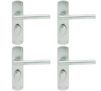 Loops 4x Rounded Straight Bar Handle on Bathroom Backplate 170 x 42mm Satin Chrome Loops Multicolor